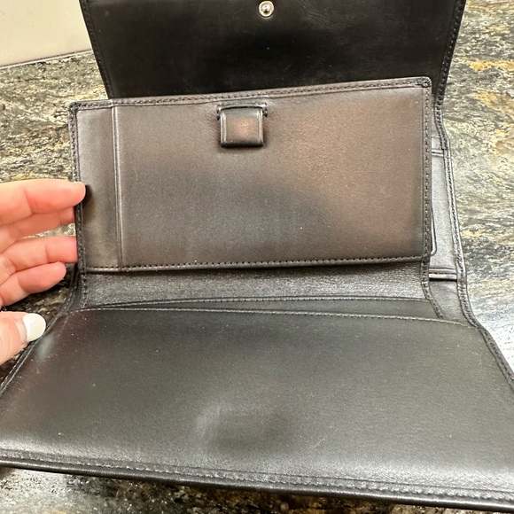 Coach Vintage Signature Monogram Long Trifold Wallet in Black - Picture 7 of 8